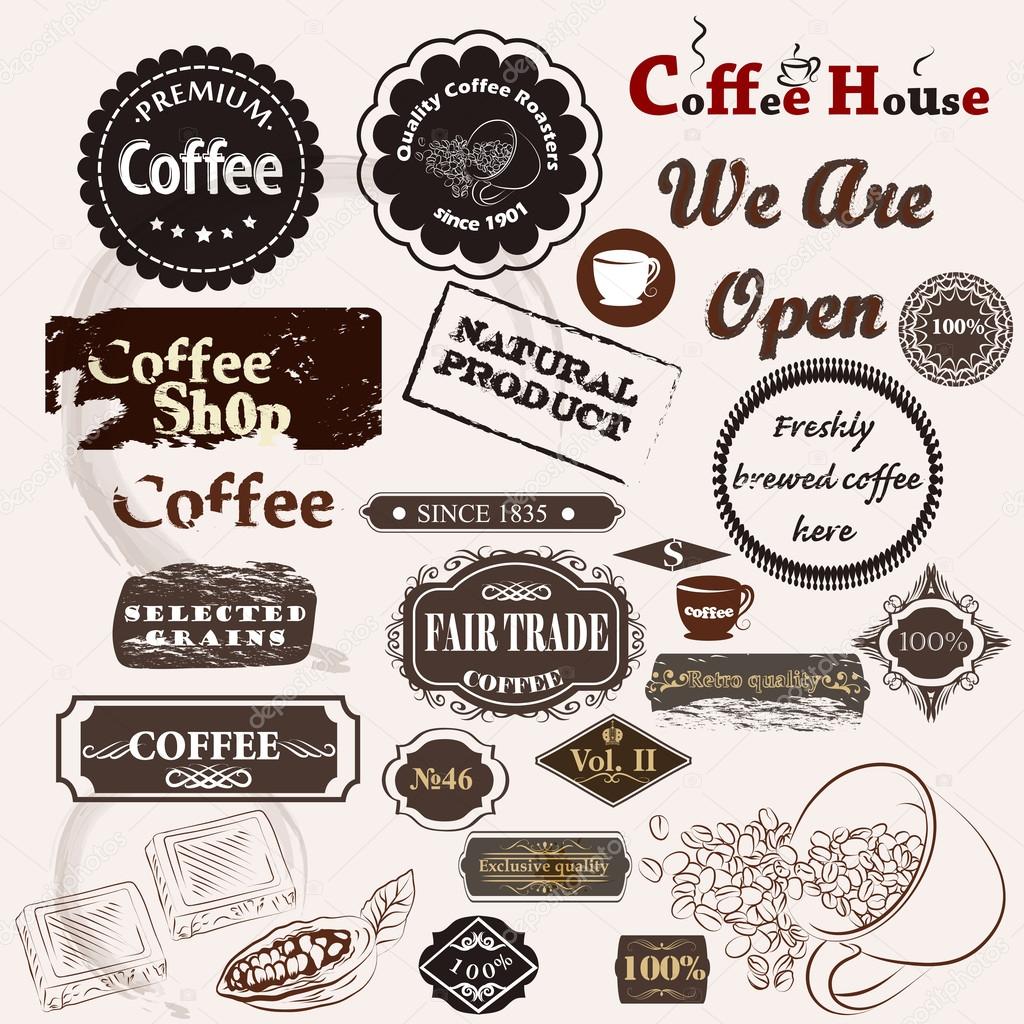Set of vintage vector coffee badges and labels