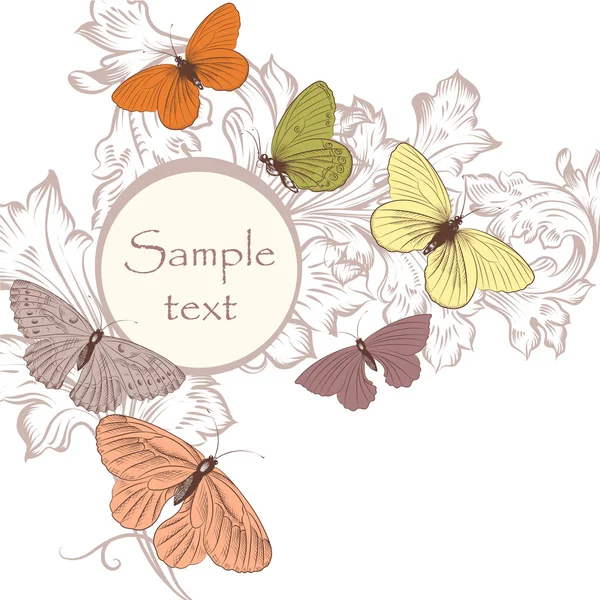 Fondo floral con mariposas y espacio para texto — Archivo Imágenes Vectoriales