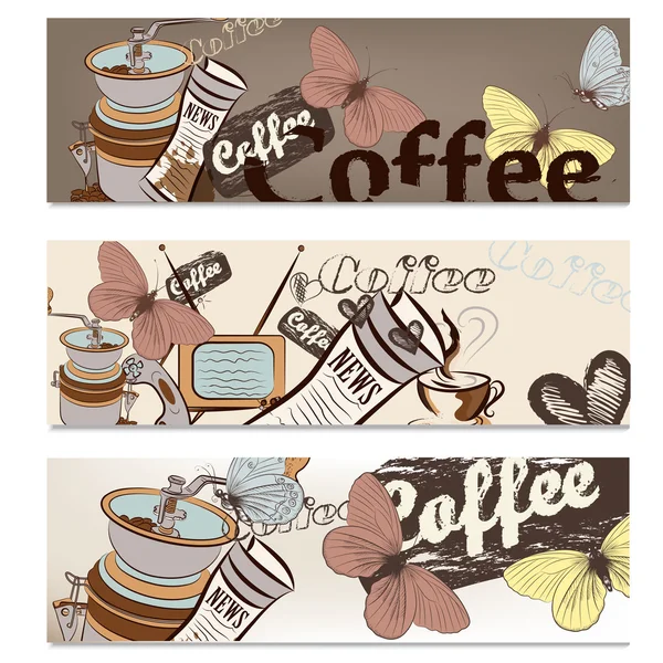 コーヒーのパンフレットのデザインの設定 — ストックベクタ