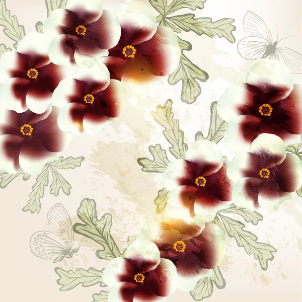在用鲜花的复古风格美丽矢量背景 — 图库矢量图片