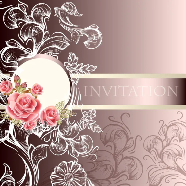 Elegant wedding invitation card in pastel tones — Stock Vector