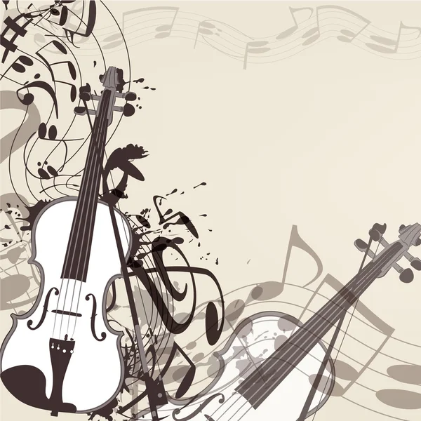 Music vector background with violin and notes — Stock Vector