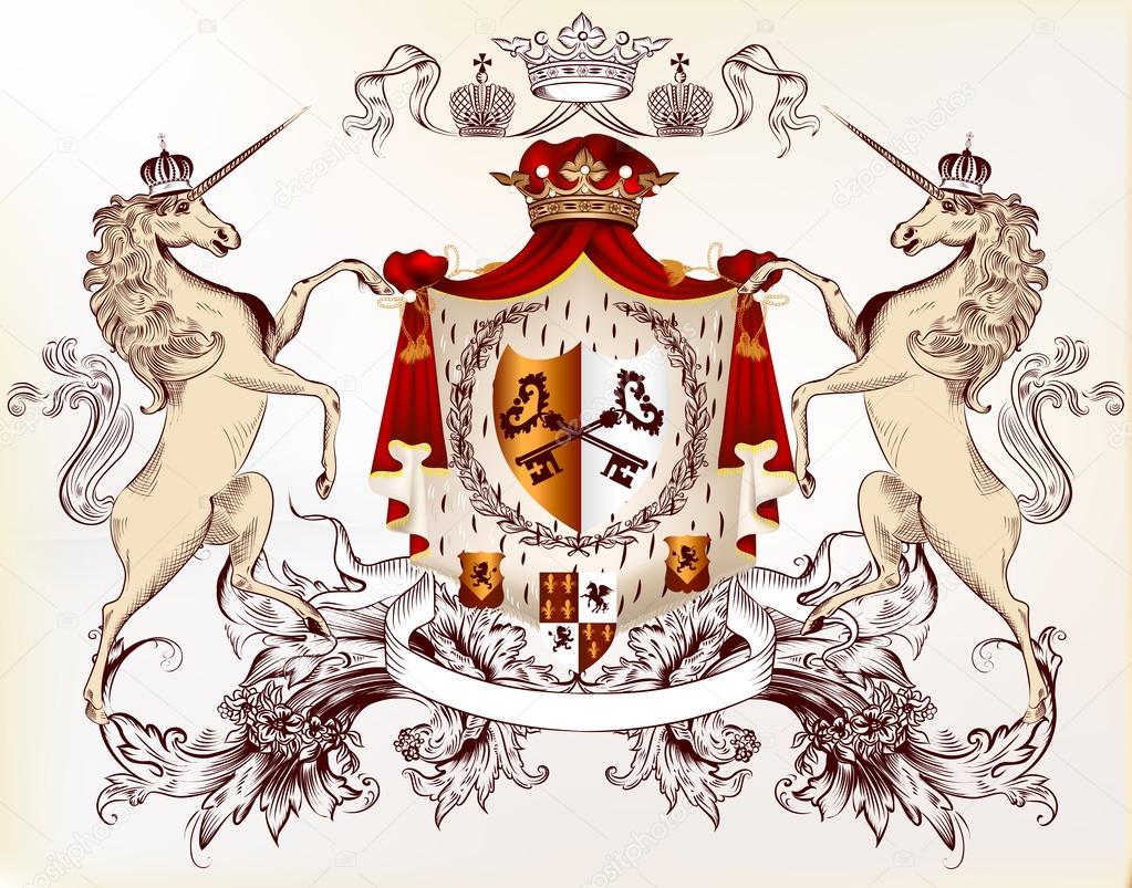 Vintage vector heraldic design with coat of arms