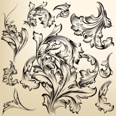vektör vintage koleksiyonu için tasarım swirls