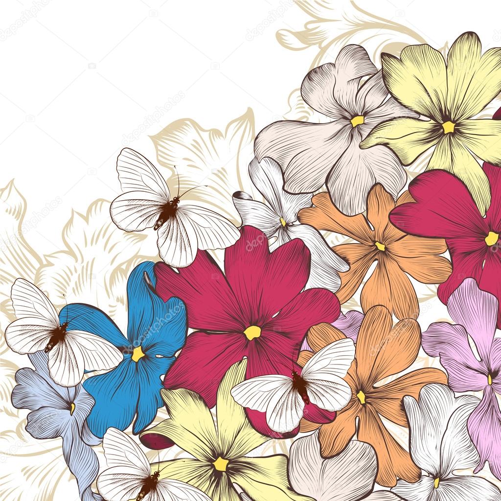 Fashion vector background with flowers