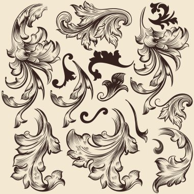 vektör swirls vintage tarzı tasarım kümesi