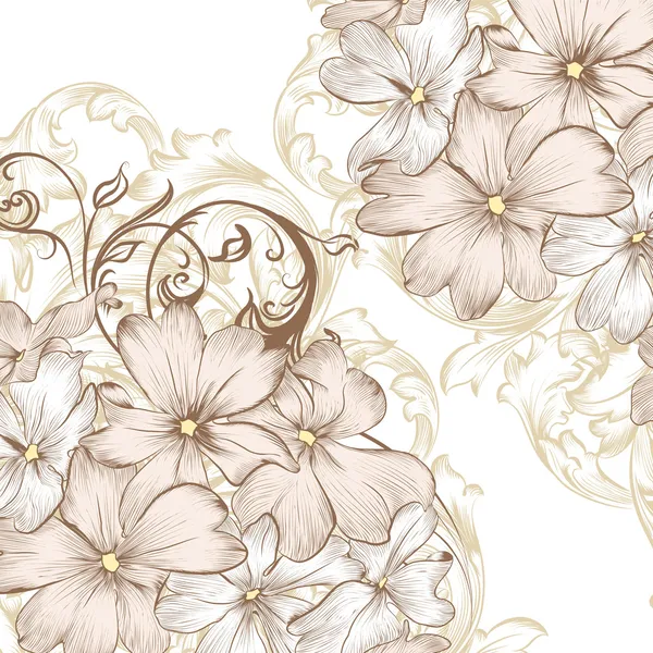 Svatební vektorové pozadí s ručně kreslenou stylizované květiny v re — Stockový vektor
