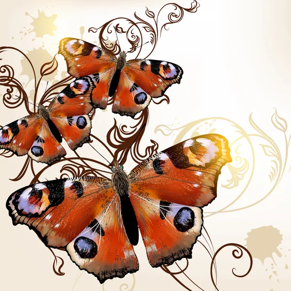 Prachtige vector achtergrond met vlinders — Stockvector