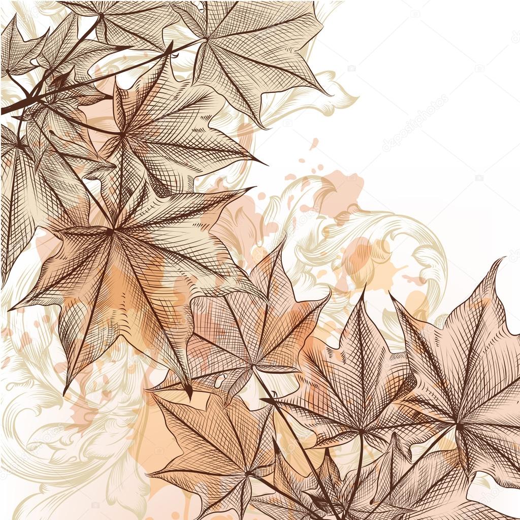 Autumn floral background with maple leafs