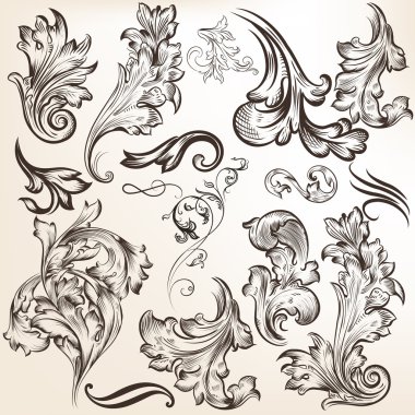 vektör vintage swirls tasarım kümesi