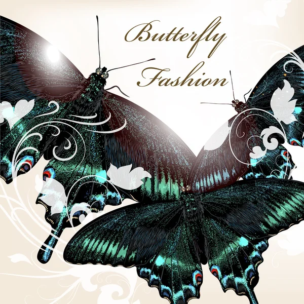 Fondo de moda con mariposas — Vector de stock