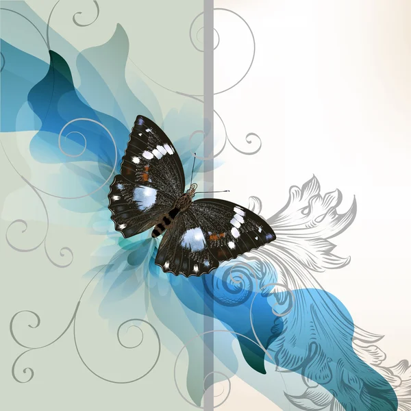 Diseño floral con mariposa — Archivo Imágenes Vectoriales
