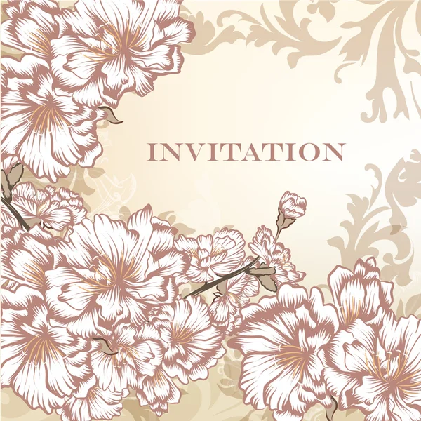 Elegante tarjeta de invitación floral vector — Vector de stock