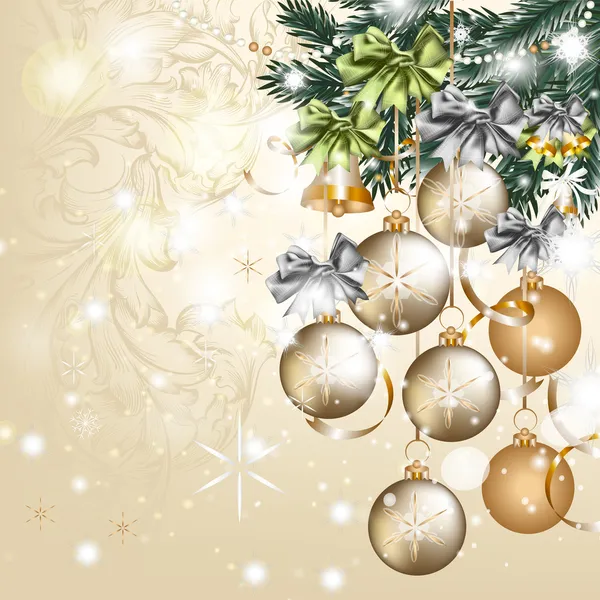 Christmas vintage vector greeting card with baubles — Stock Illustration Christmas vintage vector greeting card with baubles Royalty Free Stock Vectors
