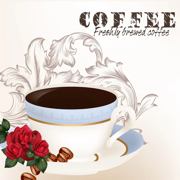 Söt bakgrund med kopp kaffe — Stock vektor