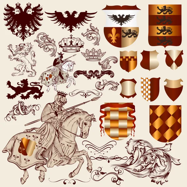 Sammlung heraldischer Vektorelemente für das Design — Stockvektor