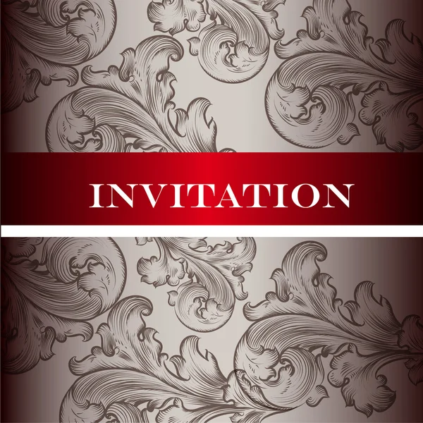 Elegante tarjeta de invitación con adorno para el diseño — Vector de stock