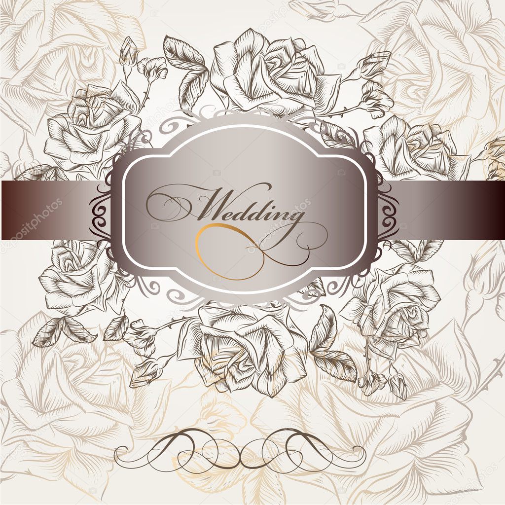 Wedding invitation in elegant style with roses
