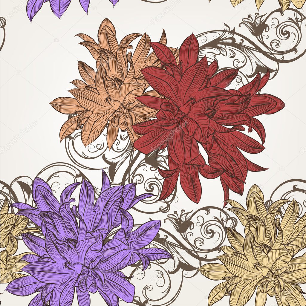 Floral vector seamless pattern for design