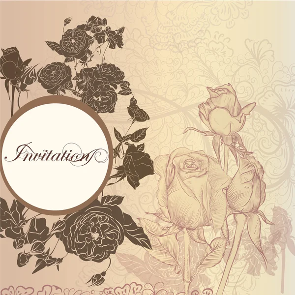 Elegante florale Einladungskarte mit Rosen — Stockvektor
