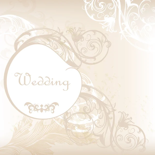 Tarjeta de invitación de boda en blanco y gris con adorno floral — Vector de stock