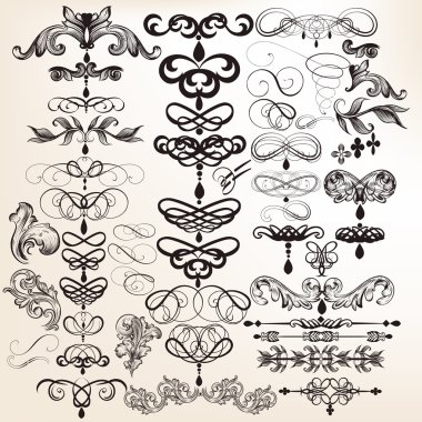 Kaligrafi vintage vektör tasarım öğeleri için de koleksiyonu