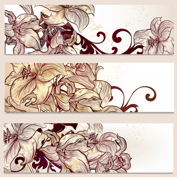 Floral brochures set for design