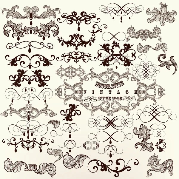 Set calligrafico di elementi decorativi vettoriali vintage — Vettoriale Stock