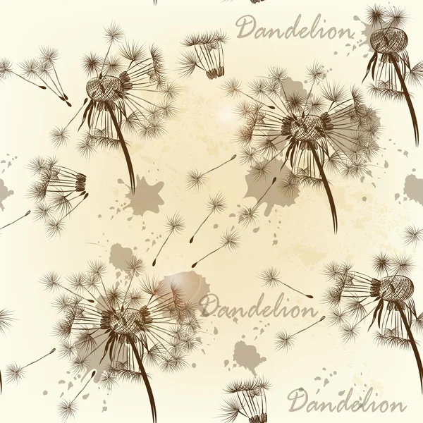 Seamless wallpaper pattern with dandelions — Stock Vector