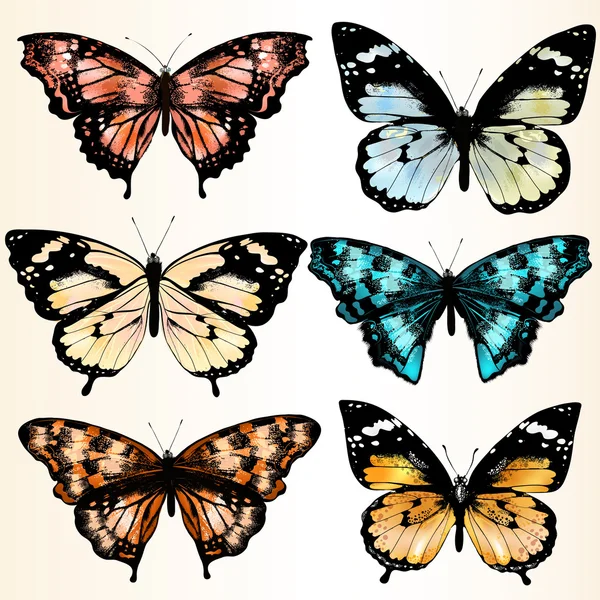 Collection de papillons vectoriels colorés pour la conception — Image vectorielle