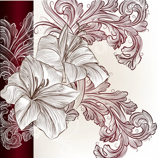 Düğün vektör davetiyeli lily — Stok Vektör