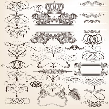 Collection of vector vintage decorative elements for design clipart