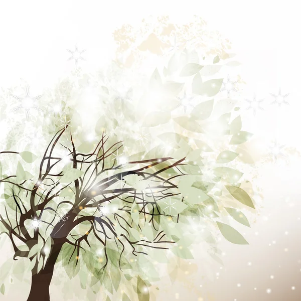 抽象树与雪的冬季背景 — 图库矢量图片