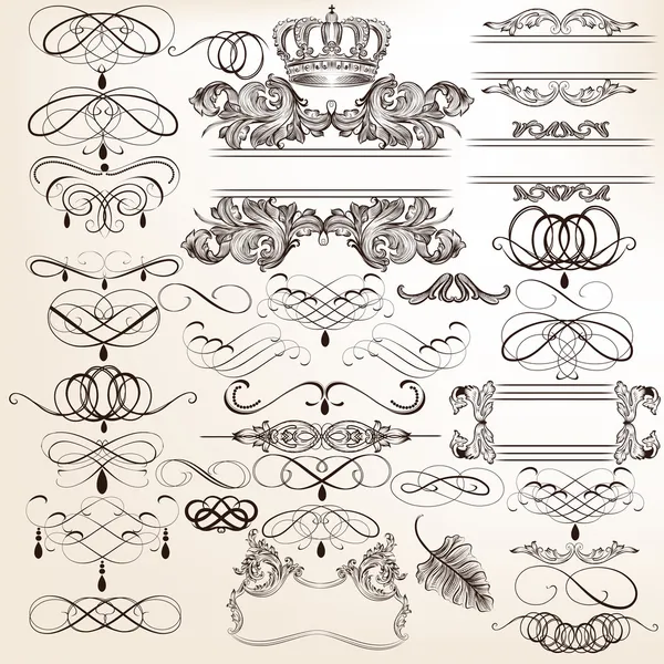 Collection of vector vintage decorative elements for design — Stock Vector