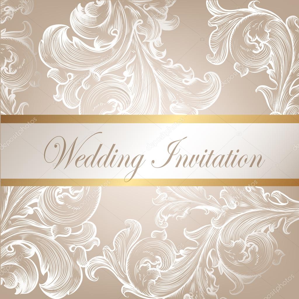 Wedding vector invitation card with swirl element