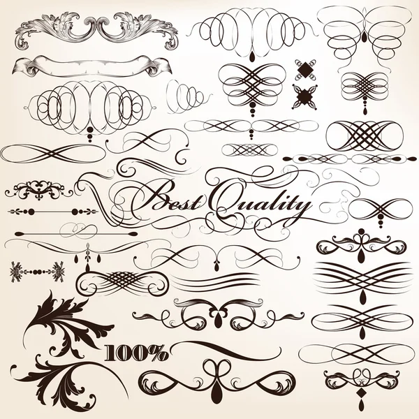 Collection of vector decorative flourishes in vintage style for — Stock Vector