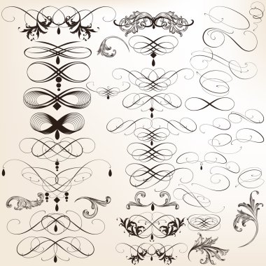 desi için vektör dekoratif kaligrafi flourishes topluluğu