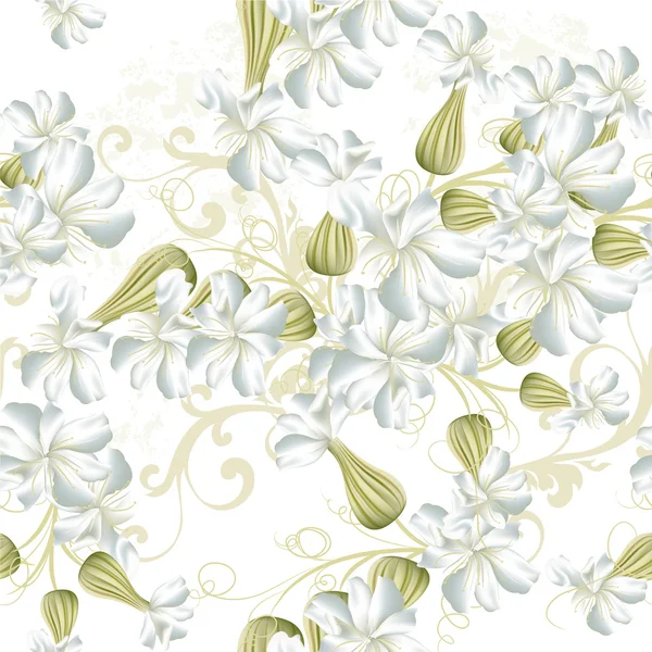 Beautiful seamless vector wallpaper pattern with flowers — Stock Vector
