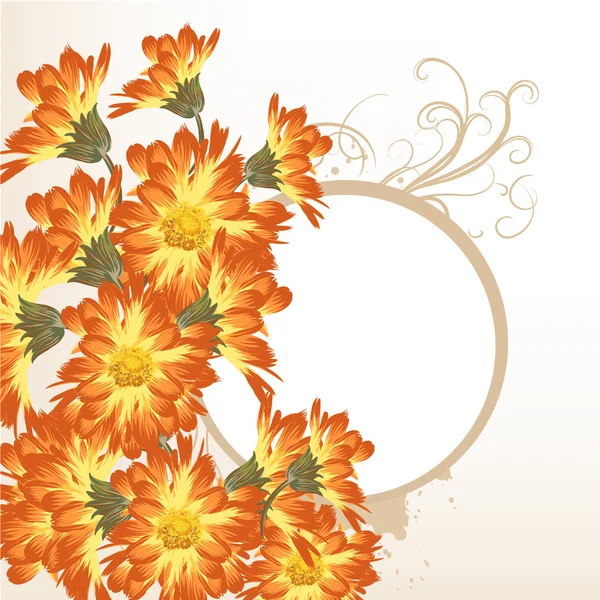 Květinové vektorové pozadí s oranžovými květy — Stockový vektor