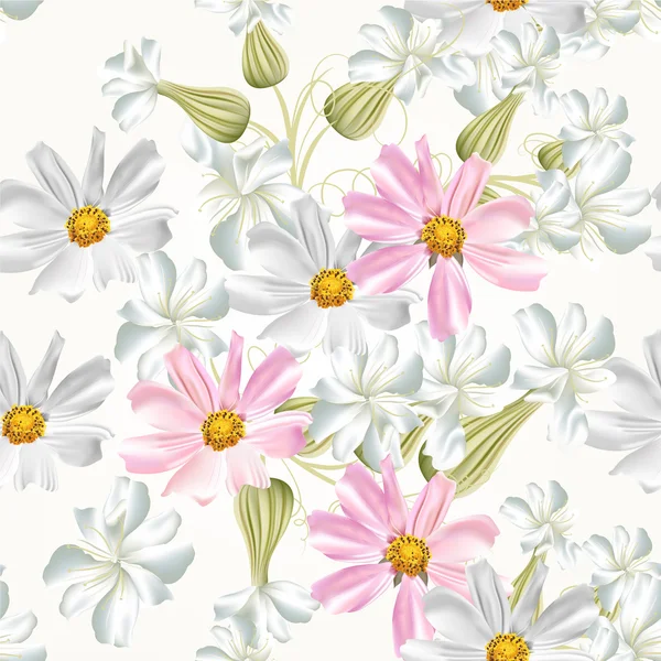 Patrón de fondo de pantalla de vector sin costuras con flores — Vector de stock