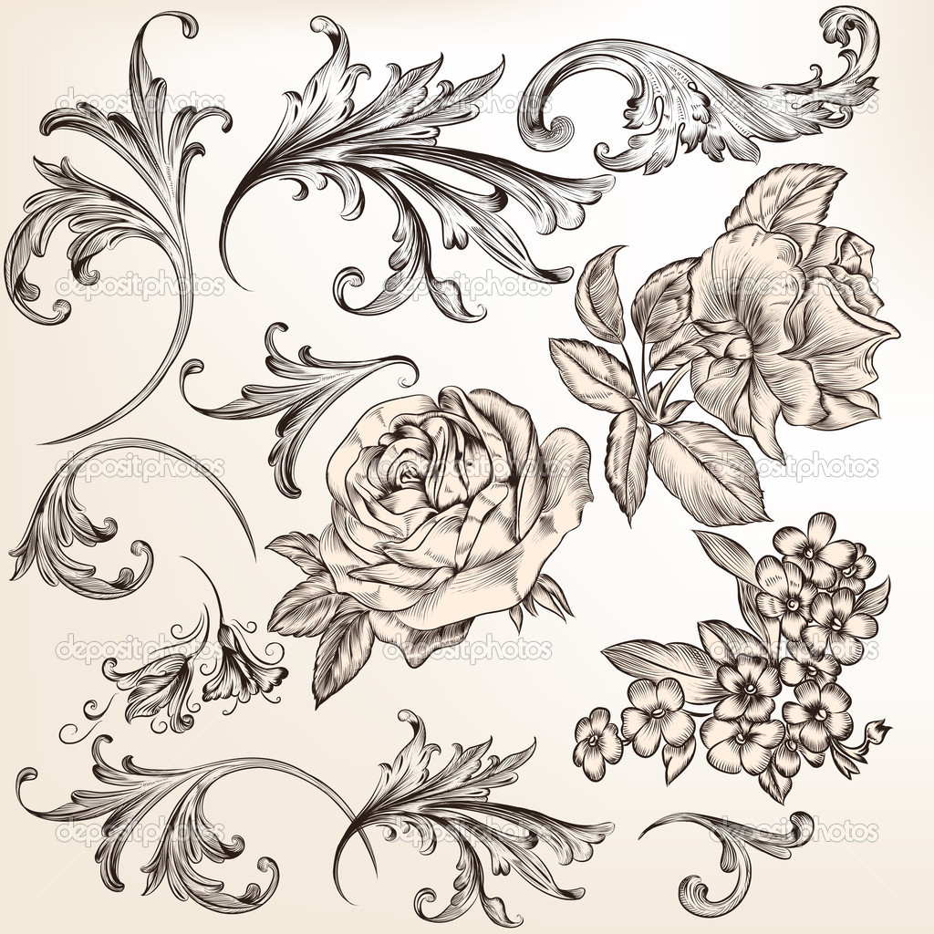 Collection of vector decorative flourishes for design