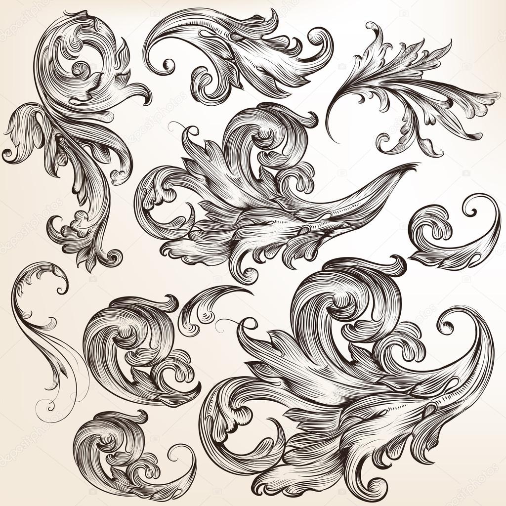 Collection of vector decorative flourishes for design