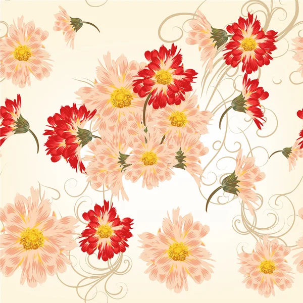 Magnifique motif vectoriel sans couture avec des fleurs — Image vectorielle