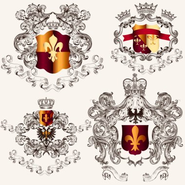 vintage tarzı vektör hanedan kalkanlar topluluğu