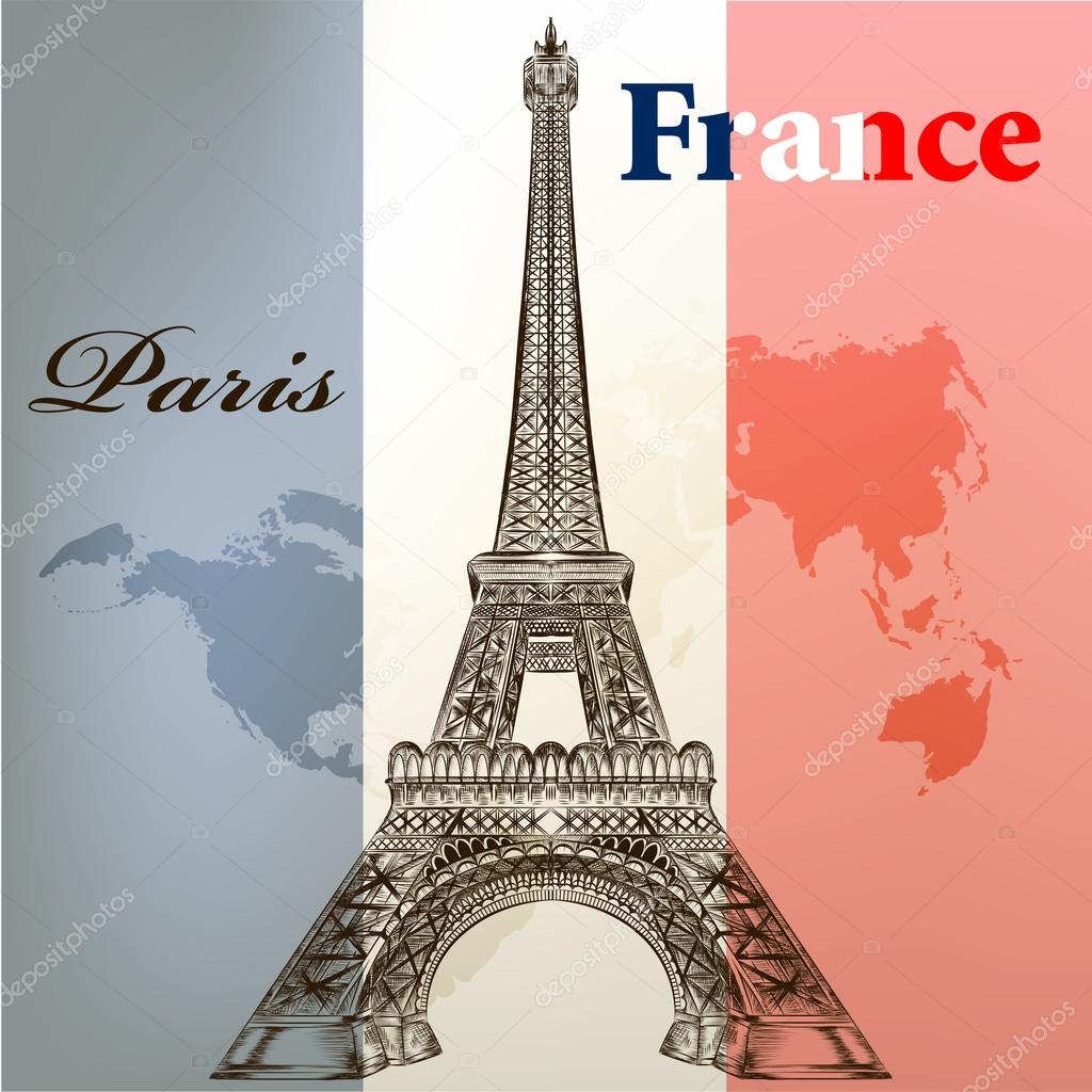 Kunst Vector Conceptuele Achtergrond Met Eiffeltoren En Frankrijk F Stockvector Kunst Vector Conceptuele Achtergrond Met Eiffeltoren En Frankrijk F Stockvector