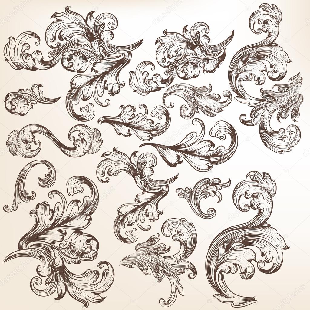 Collection of vector flourishes and swirls for design