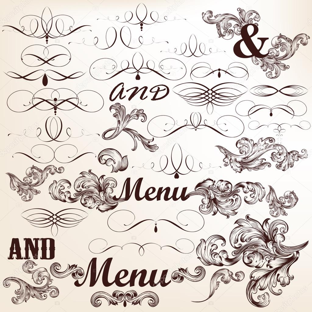 Vector set of decorative swirls and flourishes for design