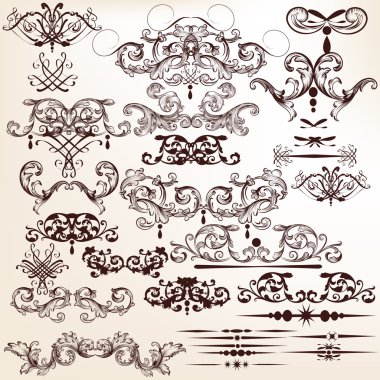 vintage tarzı tasarım dekoratif flourishes vektör kümesi