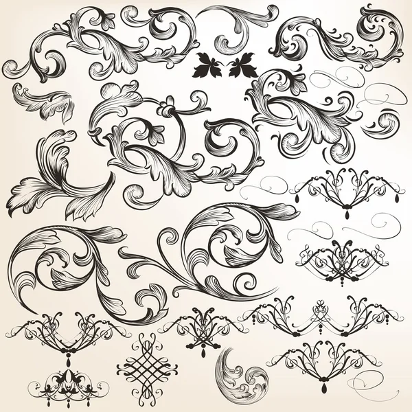 Vector set of decorative swirl elements for design — Stock Vector