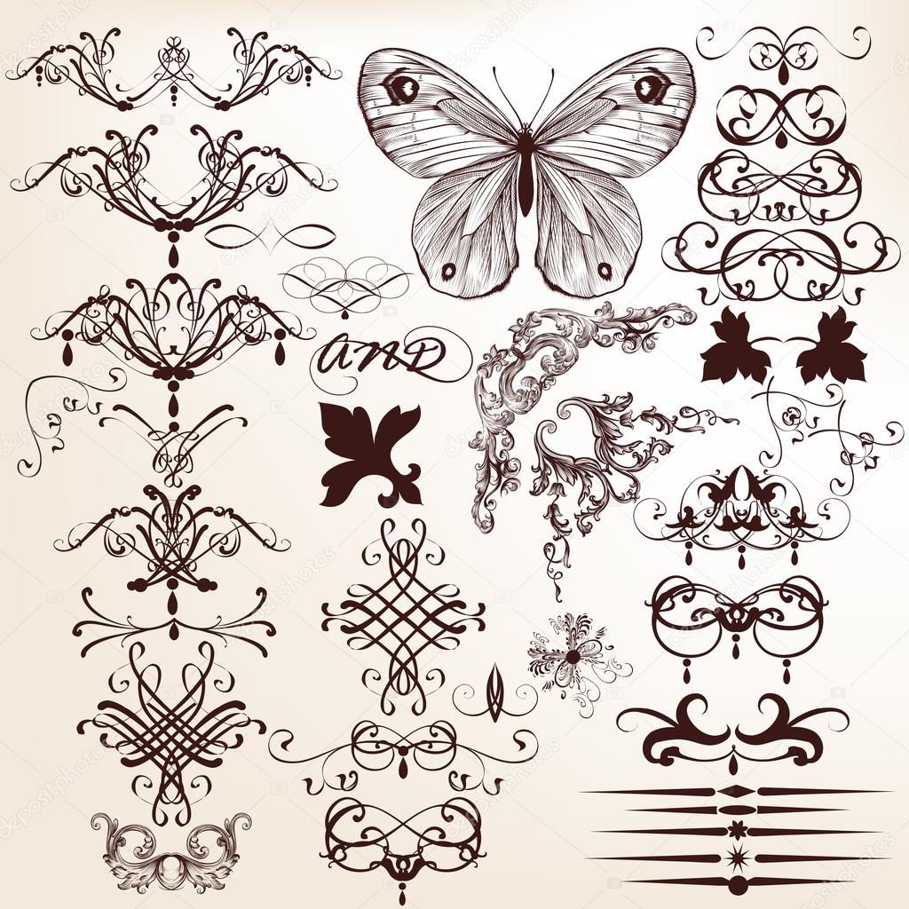 Collection of vintage vector decorative elements for design